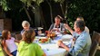 Family lunch in garden