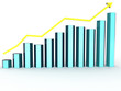 Chart as uneven dark blue hexagons with a yellow pointer