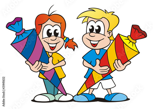 Illustration: Girl and Boy starting Education Girl and Boy starting Education