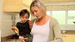 Mother and toddler cookink