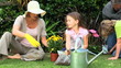 Family doing some gardening