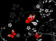 Floral abstract background with butterflies,