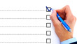 Hand choosing one of three options