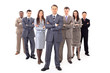 business man and his team isolated over a white