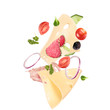 Sandwich ingredients in the air