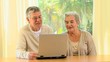 Elderly couple using a laptop