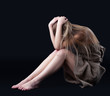 Beauty girl close head in depression