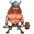 Cartoon viking with a big hammer