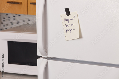 Photo: Note on refrigerator door Note on refrigerator door