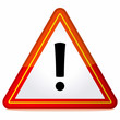 Red triangle warning sign on white background. Red triangle warning sign on white background.