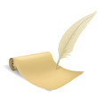 Vector: Old paper scroll and feather Old paper scroll and feather