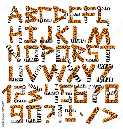 Illustration: 3d alphabet in style of a safari 3d alphabet in style of a safari