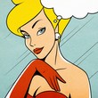 Retro woman. Paper texture in raster file only