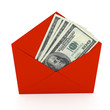 Dollars sign in envelope over white background Dollars sign in envelope over white background