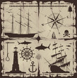 Set of nautical design elements