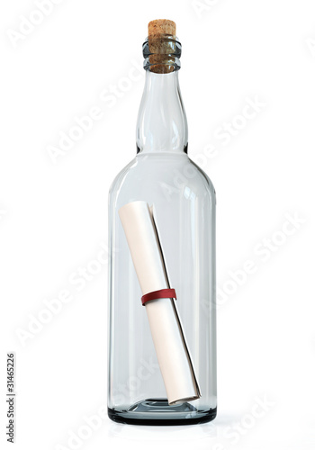Illustration: Message in a bottle - vertical Message in a bottle - vertical