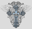 Fleur de lis Cross with Wings