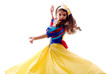 Little Cute Dancing Fairy Girl Over White Background