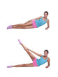 woman doing exercises for exteriority of thigh woman doing exercises for exteriority of thigh