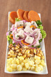 Peruvian ceviche made out of raw dogfish (Spanish: tollo)