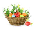 Easter Colorful Eggs in a Basket