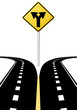 Decision choice future direction arrows road sign