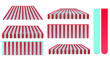 red awnings set isolated on white