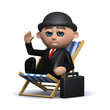 3d Banker relaxes in deckchair 3d Banker relaxes in deckchair