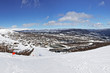 Panoramic view of ski route in bright winter day