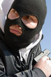 Killer in black mask waiting for his victim Killer in black mask waiting for his victim