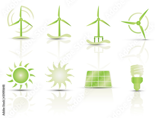 Vektor: Vektor Iconset - Symbole Erneuerbare Energien - 3D (1/2) Vektor Iconset - Symbole Erneuerbare Energien - 3D (1/2)