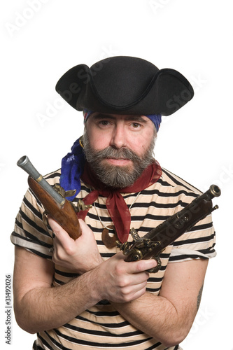 Photo: Terrible bearded pirate in tricorn hat Terrible bearded pirate in tricorn hat