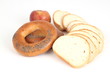 A stack of white bread slices