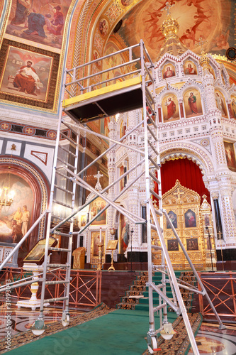 Foto: Stairs for restoration inside Cathedral of Christ the Saviour Stairs for restoration inside Cathedral of Christ the Saviour