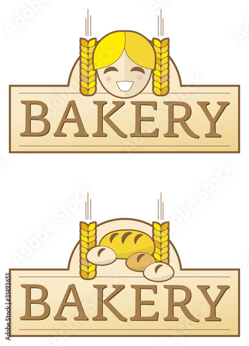 Vektor: bakery girl and bread bakery girl and bread