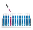 Illustration: 12 Reagenzgläser mit Pipette - Reaktion - Pink - Blau - Chemie 12 Reagenzgläser mit Pipette - Reaktion - Pink - Blau - Chemie