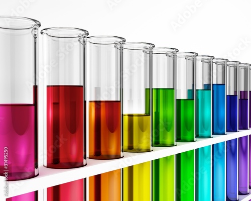 Illustration: Reagenzgläser - Regenbogen - Farben - Bunt Reagenzgläser - Regenbogen - Farben - Bunt