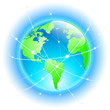 Globe with wired orbits of satellite