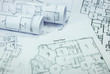 blueprints in blue hue