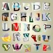 alphabet:big collage latters based on ripped paper pieces