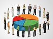 Template of a group of business and office people around chart