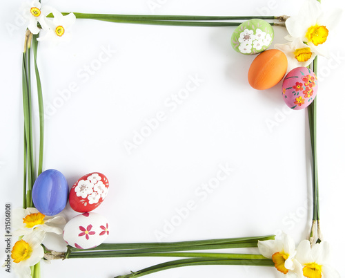 Photo: Easter eggs and Narcissus Easter eggs and Narcissus