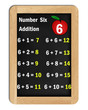 number six addition tables on blackboard