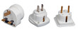 Three different electrical adapters isolated on a white backgrou