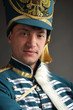 russian hussar on gray background