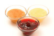 Strawberry jam and two kinds of honey