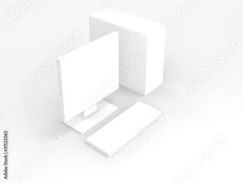 Illustration: Computer. white on white Computer. white on white