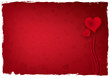 Two Red Hearts Blossom with Grunge Frame Background Two Red Hearts Blossom with Grunge Frame Background