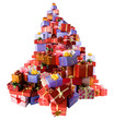 Mountain of colorful gift boxes on white background Mountain of colorful gift boxes on white background