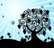 vector illustration of an Easter tree on sunny background